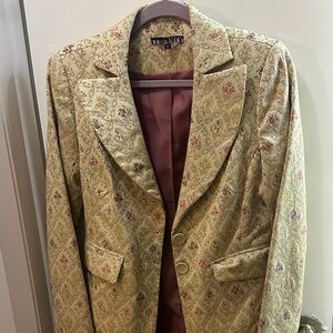 Dalia Cream and Pink Patterned Long Coat